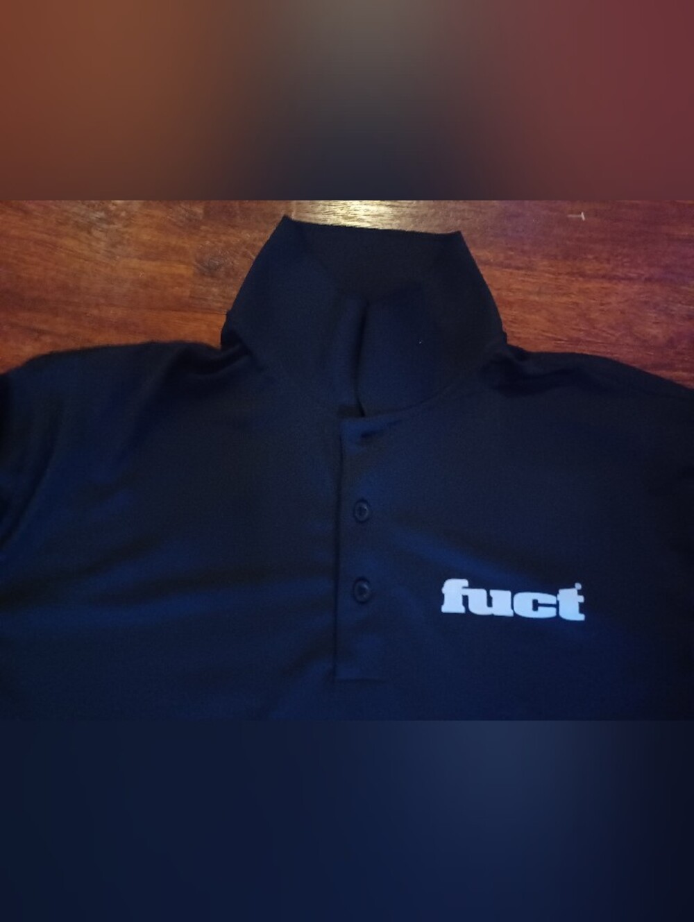 FUCT poly-blend polo shirt, NEW, black XL.